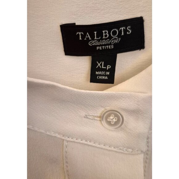 Talbots Cream 100% Silk Long Sleeve Pullover Tunic Top Chest Pockets Sz XLP EUC - Picture 6 of 7